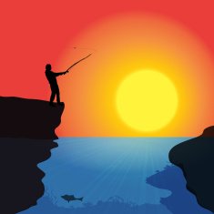 Vector silhouette of a fisherman N3