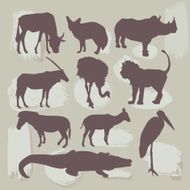 Set of African animals Silhouette vector