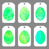 Set of tags for Easter Watercolor silhouettes eggs