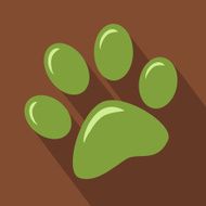 Paw Print Flat Design With Brown Background