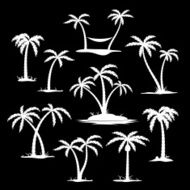 Coconut tree silhouette icons