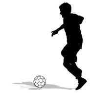 silhouettes of soccer players with the ball N5