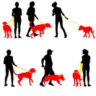 Silhouettes of people and dogs N4