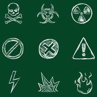 Vector Set of Chalk Warning Icons N2
