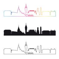 Calais skyline linear style with rainbow