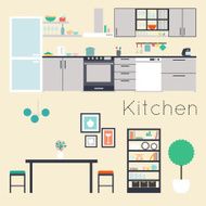Kitchen interior vector illustration