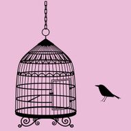 bird and cage silhouette