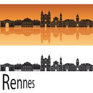 Rennes skyline in orange background