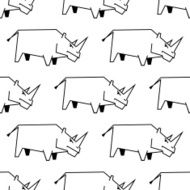 Seamless pattern of a stylized rhinoceros