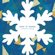 Vector abstract fabric triangles Christmas snowflake silhouette pattern frame card