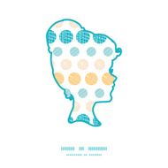 Vector texture circles stripes abstract girl portrait silhouette pattern frame