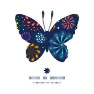 Vector holiday fireworks butterfly silhouette pattern frame