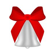 Christmas silver bell with red bow