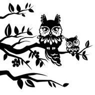 Silhouettes of owls