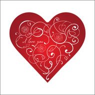 Red heart with white ornament roses N2