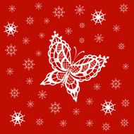 Ornamented abstract lace snowflake butterfly and simple snowflakes N2