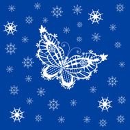 Ornamented abstract lace snowflake butterfly and simple snowflakes N3