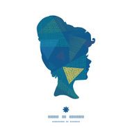 Vector abstract fabric triangles girl portrait silhouette pattern frame