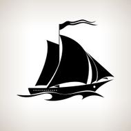 Silhouette sailing vessel on a light background vector illustration
