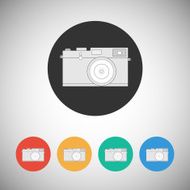 Film camera icon on round background