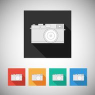 Film camera icon on square background