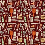 Hair styling related vector seamless pattern background 6