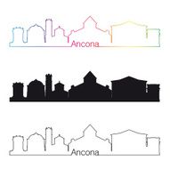 Ancona skyline linear style with rainbow