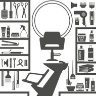 Hair styling salon silhouette icons set