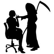 Vector silhouette of a woman with the Grim Reaper N2