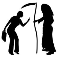 Vector silhouette of a woman with the Grim Reaper N3