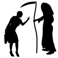 Vector silhouette of a woman with the Grim Reaper N4