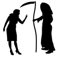 Vector silhouette of a woman with the Grim Reaper N5