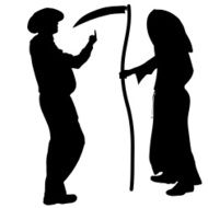 Vector silhouette of a man with the Grim Reaper N3