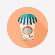 Retro ice cream shop flat round icon with long shadows N2
