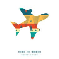 Vector vibrant ikat stripes airplane silhouette pattern frame