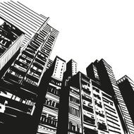 Office building hand drawn vector illustration