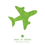 Vector abstract green and white circles airplane silhouette pattern frame