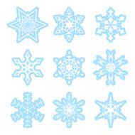 blue and white snowflakes - vector set