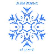 Snowflake hand drawn with oil pastels N2