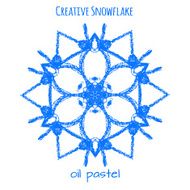 Snowflake hand drawn with oil pastels N4