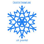 Snowflake hand drawn with oil pastels N5