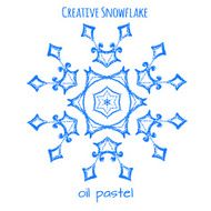 Snowflake hand drawn with oil pastels N7