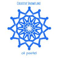 Snowflake hand drawn with oil pastels N8