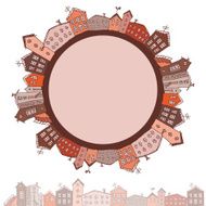 Collection of houses vintage on white background Retro card vector N2