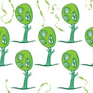 Seamless pattern with green trees