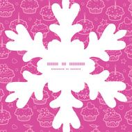 Vector colorful cupcake party Christmas snowflake silhouette pattern frame card