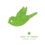 Vector abstract green and white circles bird silhouette pattern frame