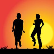 Vector silhouette of women N135