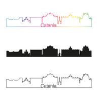 Catania skyline linear style with rainbow