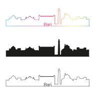Bari skyline linear style with rainbow